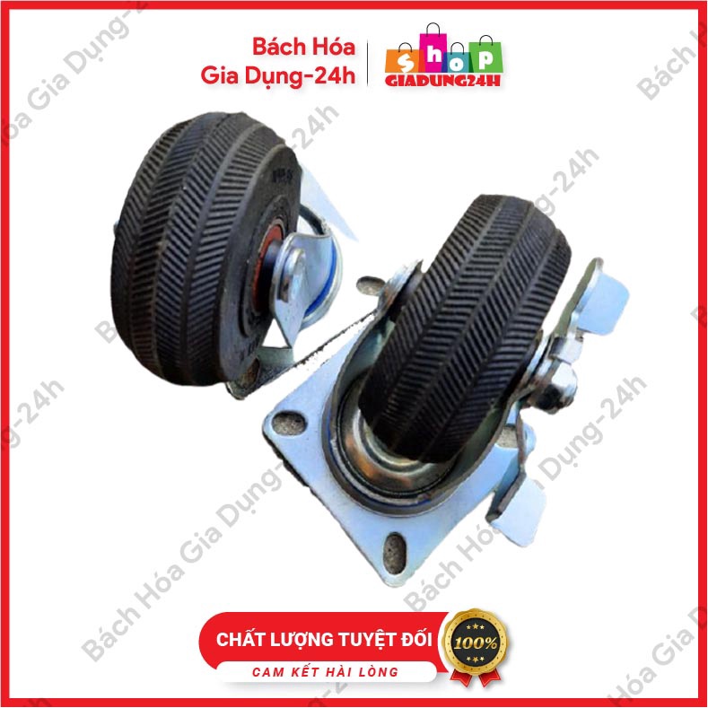 Phi 100mm-Bánh xe đẩy chịu lực cao, đường kính 100mm, bánh gang, viền cao su-Giadung24h
