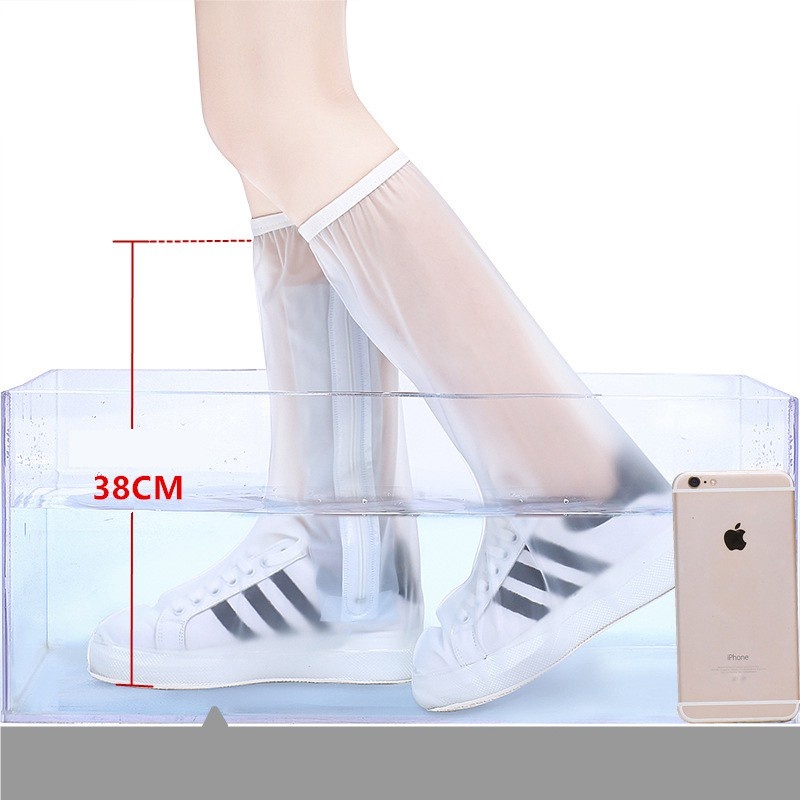 Ủng Đi Mưa-Trùm Giày, Bọc Giày Đi Mưa Cổ Cao Với Chất Liệu Nhựa PVC 2 Lớp có khóa kéo