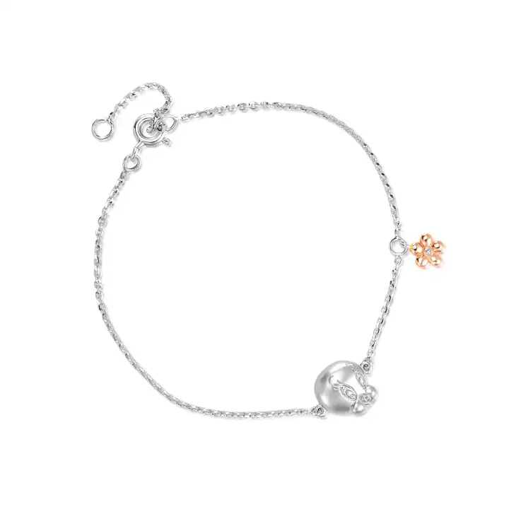 SK Jewellery Looney Tunes Tweety White Gold Diamond Bracelet