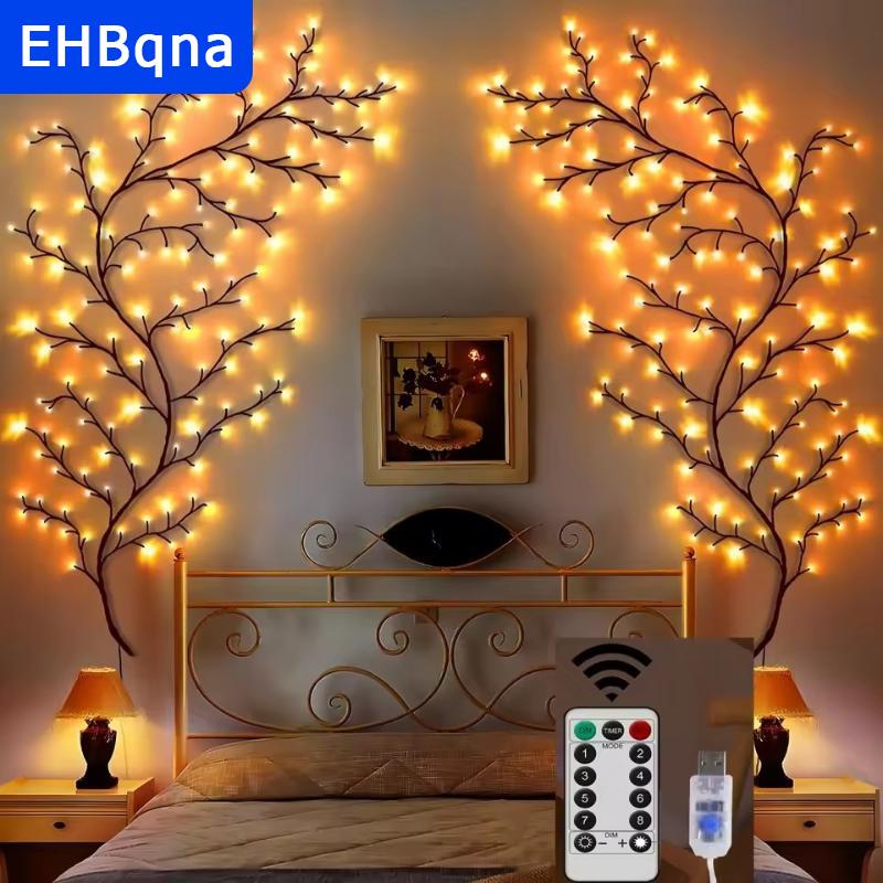 [COD] EHBqna SPORTS ไฟ LED ประดับต้นไม้เถาองุ่น-48 72 96 144 LED ไฟติดผนังตกแต่งวันหยุด USB กิ่งก้านยืดหยุ่นตกแต่งผนังมี8โหมดสำหรับบ้านงานเลี้ยงและวันหยุด ราคา 158 บาท*ส่งฟรี