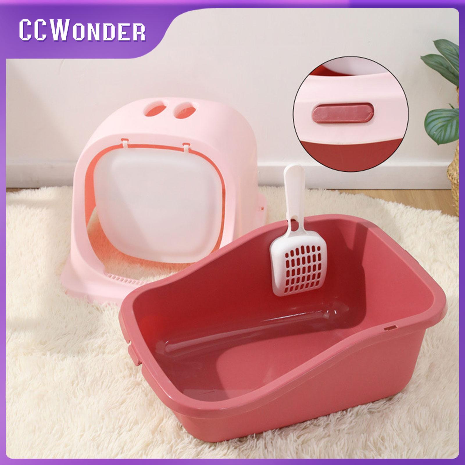 Ccwonder Chảo cát đi vệ sinh cho mèo kèm theo chảo chỗ đi vệ sinh của mèo lớn có dễ lau chùi phủ