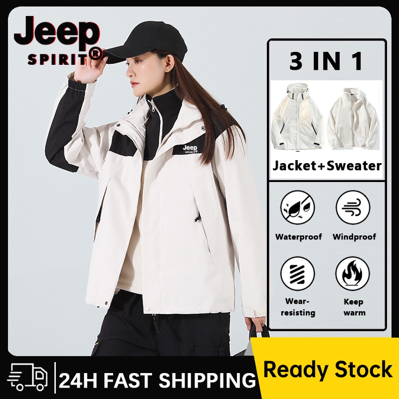 JEEP SPIRIT 3 in 1 Women's Winter Clothing Warm Motorcycle Jackets Windbreaker Camping Hiking Outwear Waterproof Unisex