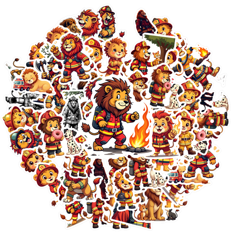 Firefighter Sticker for Water Bottle Cases Planner Skateboard Luggage Helmet Party Favor Decor, Ideal for Adults Teens Teacher Rewards cartoon Firefighter Stickers, Waterproof