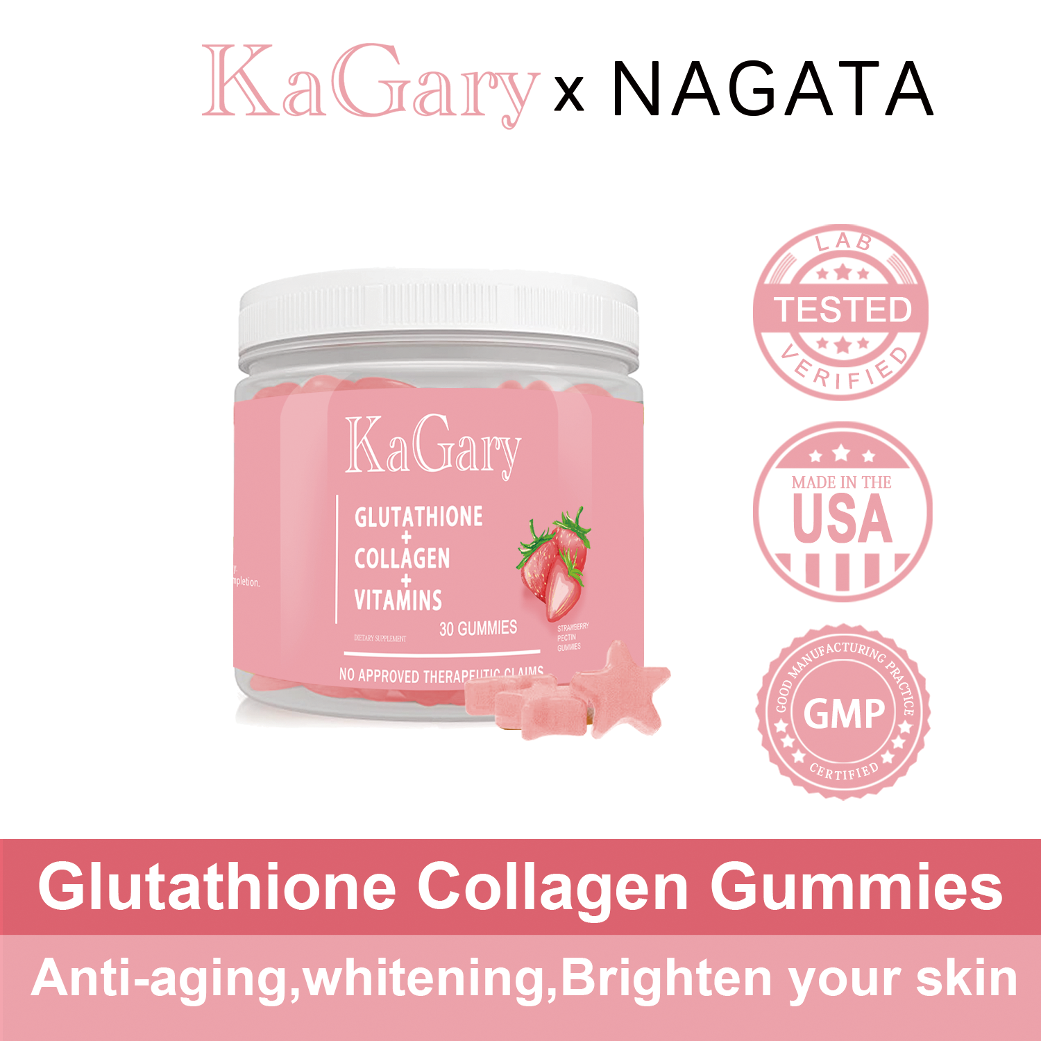 Kagary Glutathione Collagen Gummies Skin Glow กลูตาไธโอน คอลลาเจน ผิวขาวกระจ่างใส ผิวอิ่มน้ำ อิ่มฟู ไม่แห้งกร้าน ราคา 140 บาท*ส่งฟรี