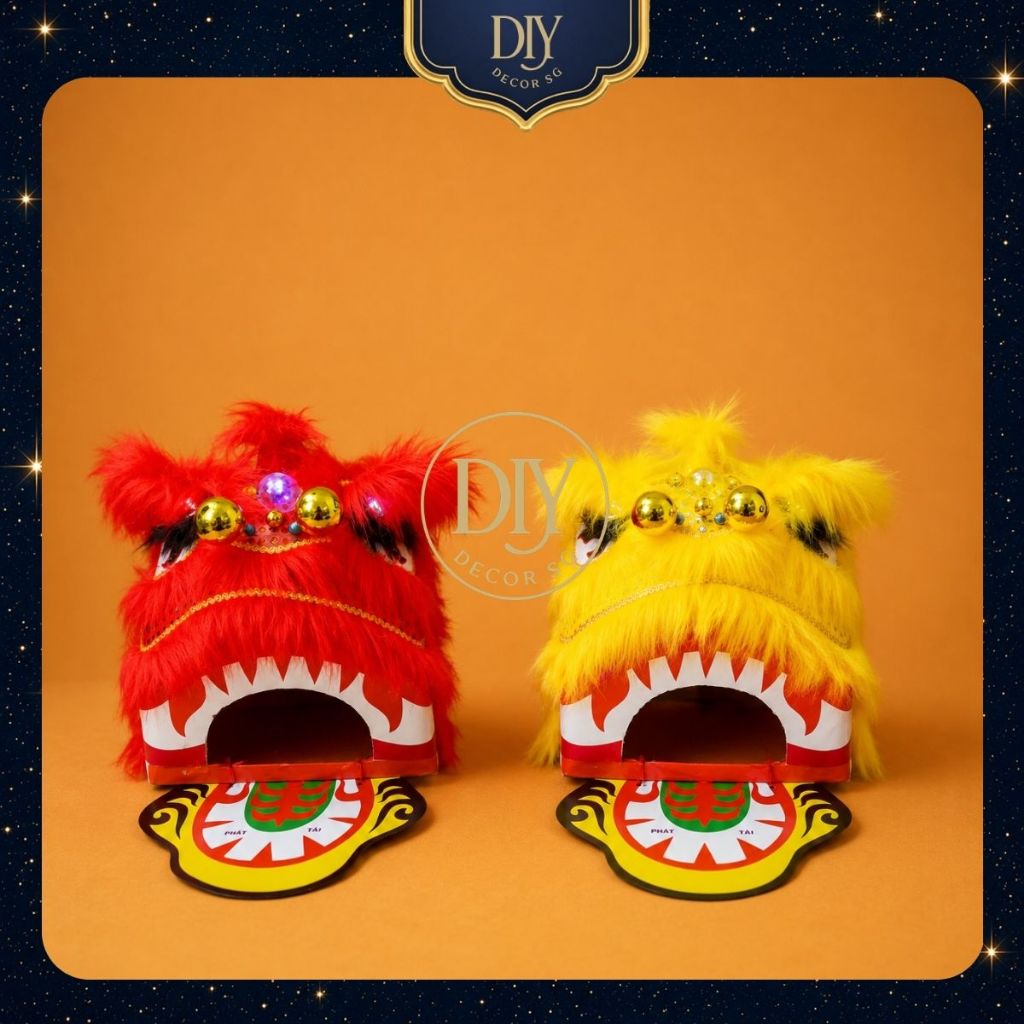 Đầu lân kim sa cho bé, Đầu múa lân Trυng thu cho bé mắt có đèn, decor Tết, Trυng thu