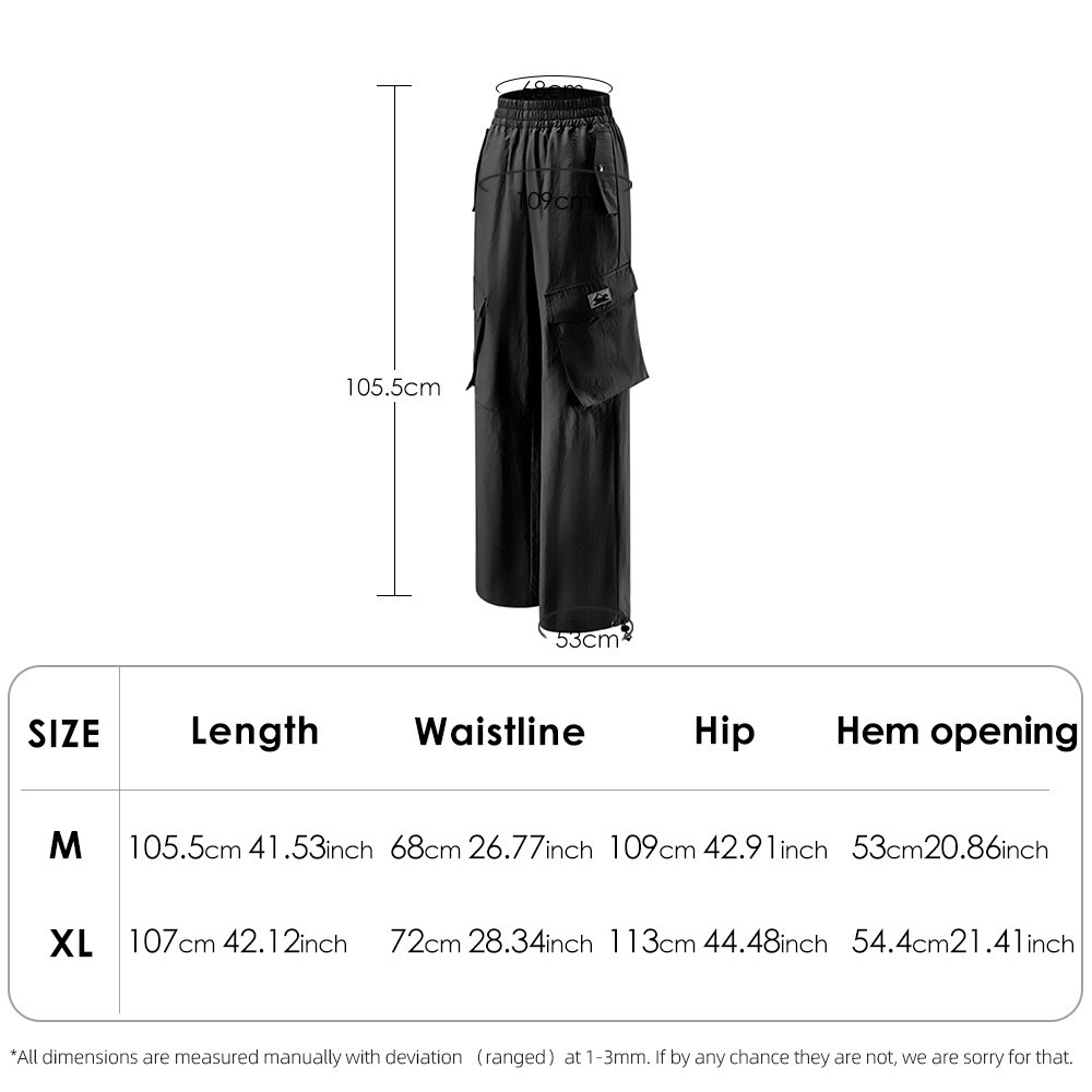 Ohsunny Cargo Pants Multi Pockets Women's Sunscreen High Waisted Wide Leg Casual Trousers Hiphop Street Tide UPF50+ · v2