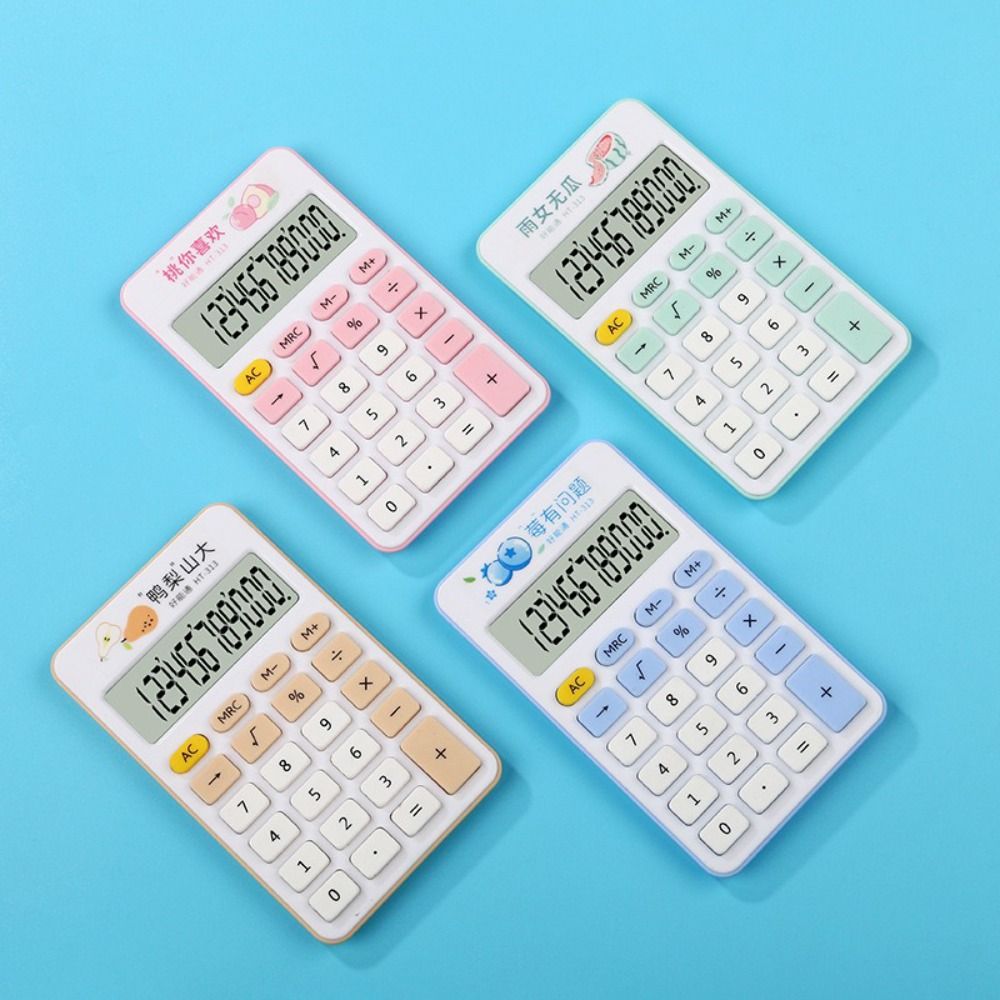 YOLK Độ nhạy cao Máy tính Mini tối giản 12 chữ số Màn hình LCD lớn Máy tính học sinh Đơn giản Di động Máy tính điện tử Nhà