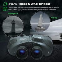 Telescopic Binoculars 10x50 High Power Marine Bak4 Prism Featuring Rangefinder Compass