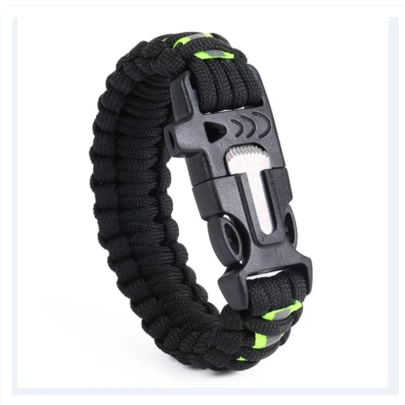 【Prime deal】 Multifunction Whistle Bracelet Hiking Paracord Outdoor Emergency Survival Reflective Cl