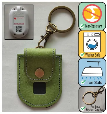 Trace Together Token Pouch / Holder/ Case Cover - Design C Green