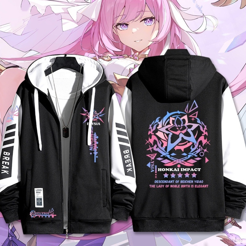 cl31 Ellen Honkai Star Rail Elysia áo khoác dây kéo Áo khoác Hoodie cardigan áo len Unisex dài tay Top Cosplay 31cl