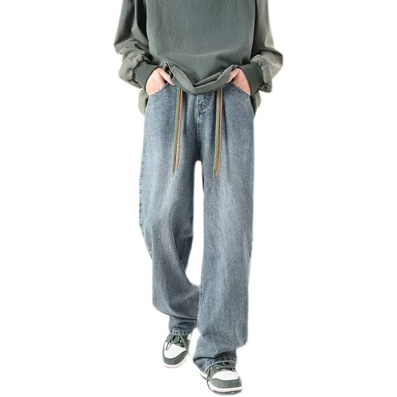Lansboter quần jean quần bò nam quần đũi dài pants jeans for men Quần ống đứng quần ống rộng của nam vừa rộng jeans