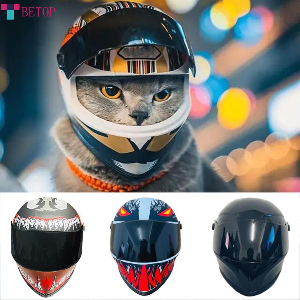 bike helmet for cats Pet Motorcycle with Face Shield Cat Full Face Motorcycle Helmet Riding Outdoor Head Protection Hat Cat Dog Puppy Kitten Pet (Graffiti) : Pet Supplies Perfect for fun rides and as a gift. Cat with Motorcycle Helmet TikTok