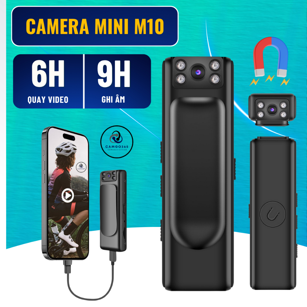 Camera Mini 1080 Full HD,Máy Quay Phim Không Dây Video Kết Hợp Ghi Âm 2 Trong 1 - Camera Kẹp Áo Ghi Âm