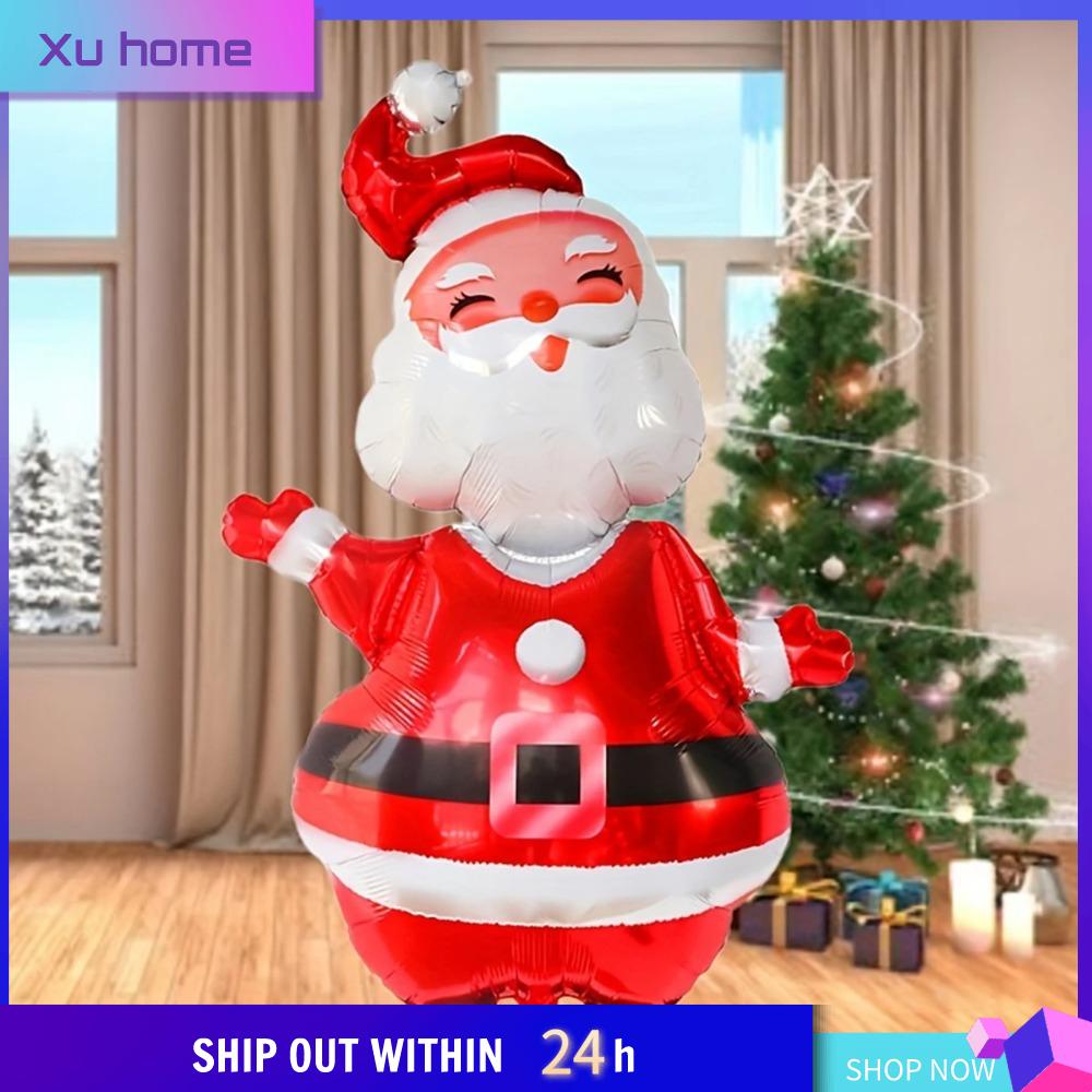 XU HOME 1/3pcs Lớn Bóng bay tráng gương giáng sinh 119cm Ông già Noel Bóng bay đứng Đồ chơi trẻ em Bóng bay trang trí Đồ dùng tiệc năm tại nhà