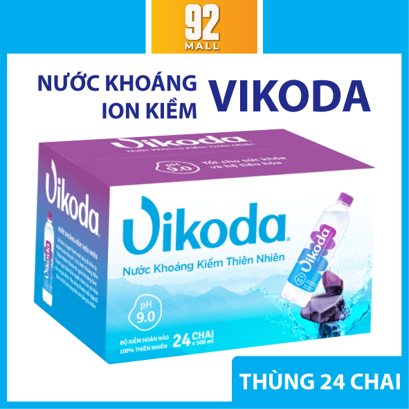 [FREE SHIP] Nước Ion Kiềm Vikoda pH 9+ Nước Khoáng Kiềm Thiên Nhiên Đảnh Thạnh Thùng 24 Chai