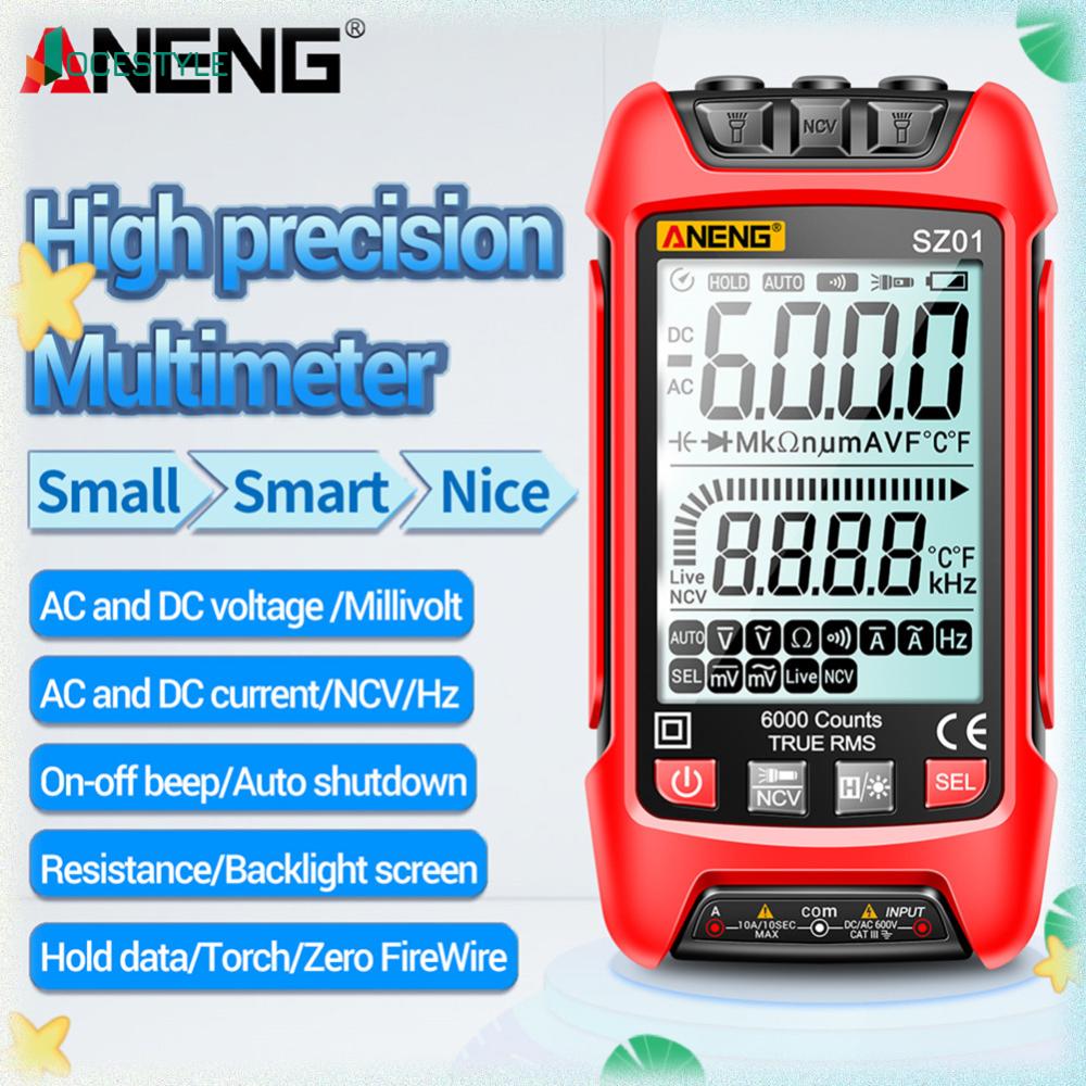 JOCESTYLE มัลติมิเตอร์ดิจิตอล 6000 ค่าพร้อมฟังก์ชัน Auto Range RMS และ NCV สำหรับช่างไฟฟ้าและงานซ่อมบำรุงในบ้านและโรงงาน ราคา 339 บาท*ส่งฟรี