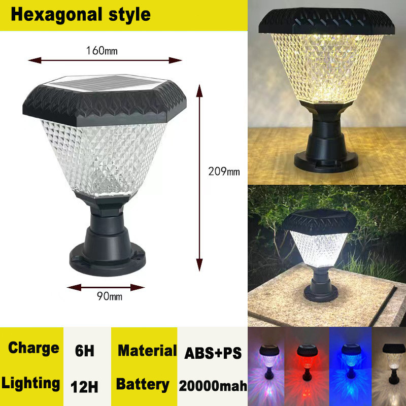 Outdoor Gate Light Solar Light Automatic Charging Pillar Light Fence Post Garden Lamp Free Remote Lampu Pagar Solar