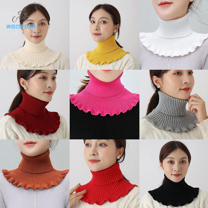 Wborder outdoor warm and cold women warm knitted fake collar thick high imitation collar scarf removable collar scarves