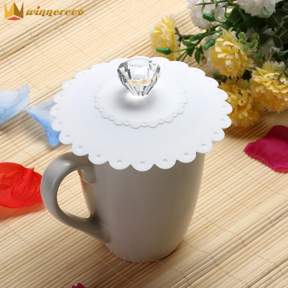 【HOT】Lace Silicone Diamond Cup Lid Thermal Insulation Cup Cover ราคา 27 บาท*ส่งฟรี