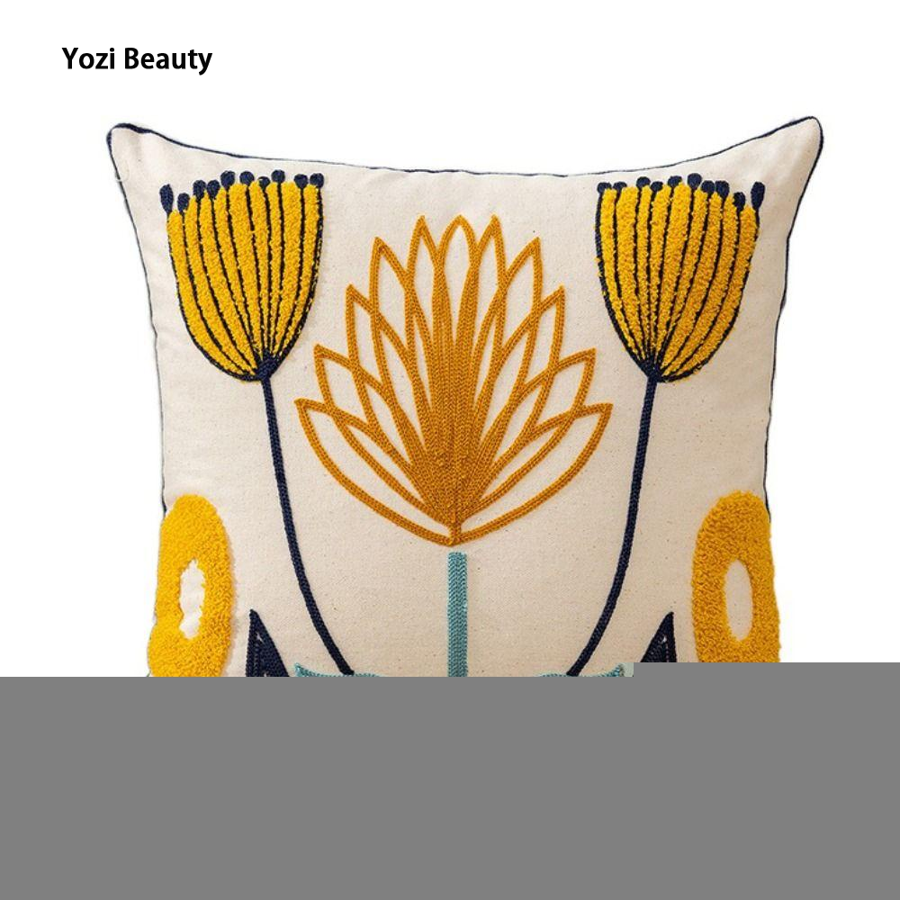 TIANLEYU Square pillowcase 45x45 cm by Cotton Linen Hue Chrysanthemum Style Homecoming decorative Living room / Office ราคา 111 บาท*ส่งฟรี