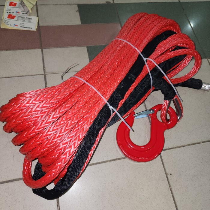 PROMO- SYNTHETIC PLASMA WINCH PLASMA ROPE 8MM X 28METER DGN HOOK Harga 1,196,000 rupiah*Gratis Ongkir