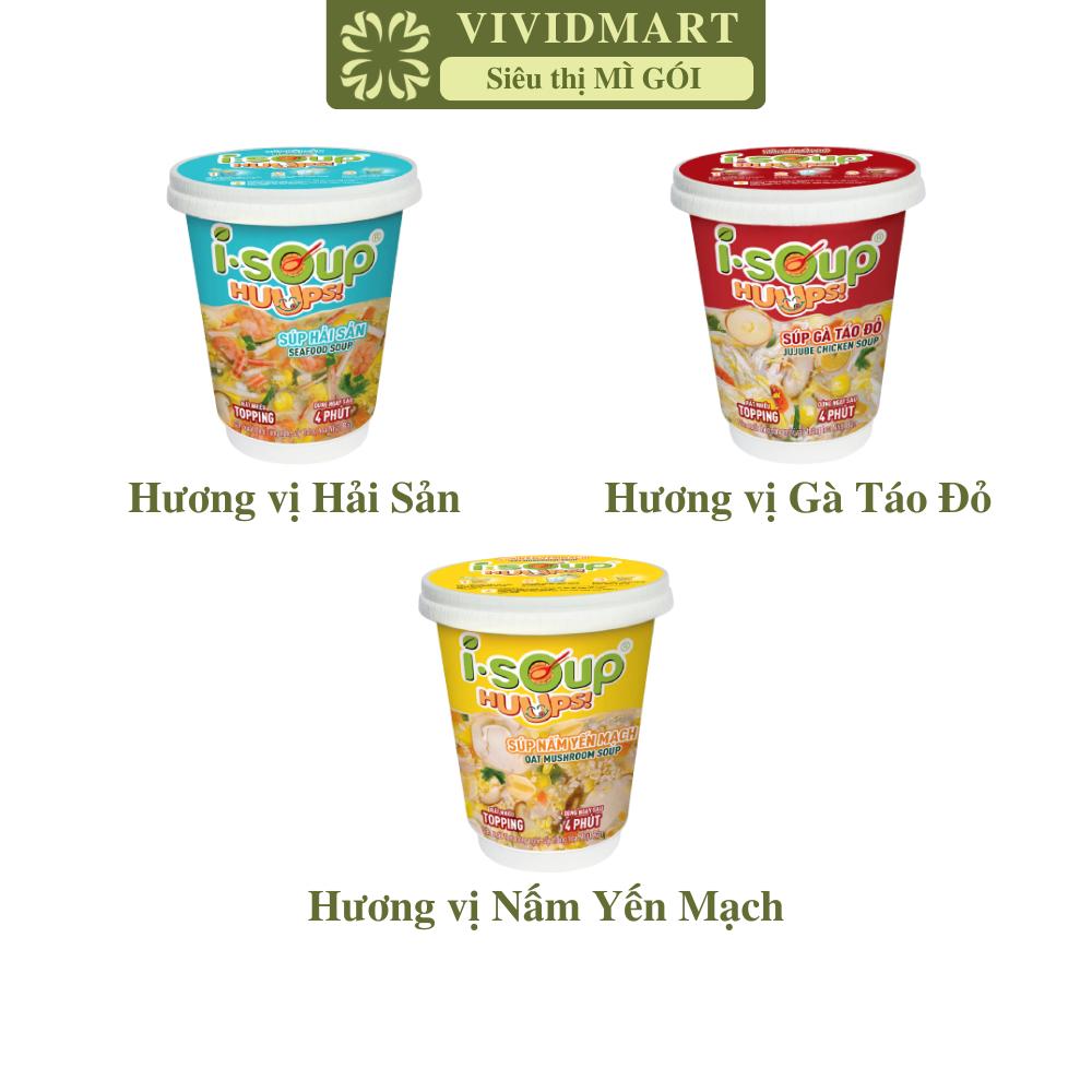 [LY LẺ] - NFC - Súp ly I-Soup Huups! 3 vị: Hải sản, Gà táo đỏ, Nấm yến mạch, Isoup Huups súp ăn liền Isoup Huups (12-24g/ly)