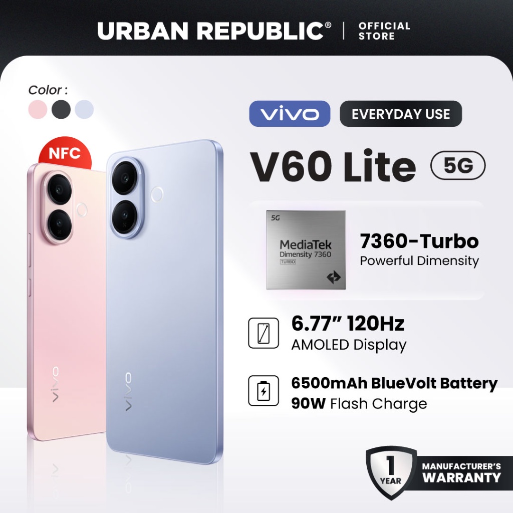 [UR] Vivo V60 Lite 5G Harga 1,199 Ringgit*Penghantaran Percuma