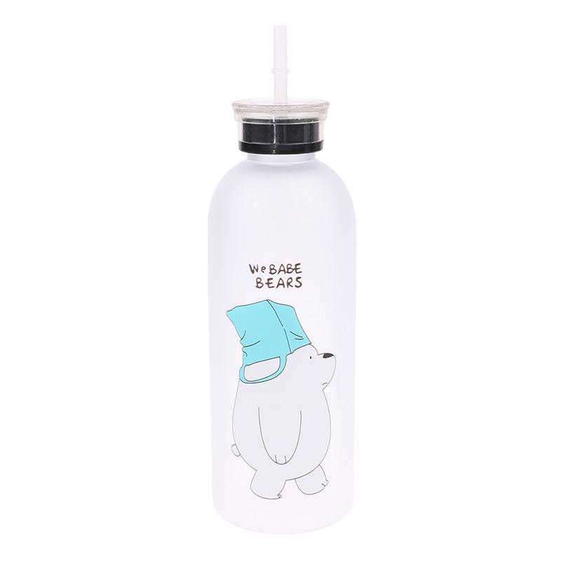 [Domiya] Cốc gấu trúc mờ chai nước 1000ml có ống hút bình lắc Protein chống rò rỉ