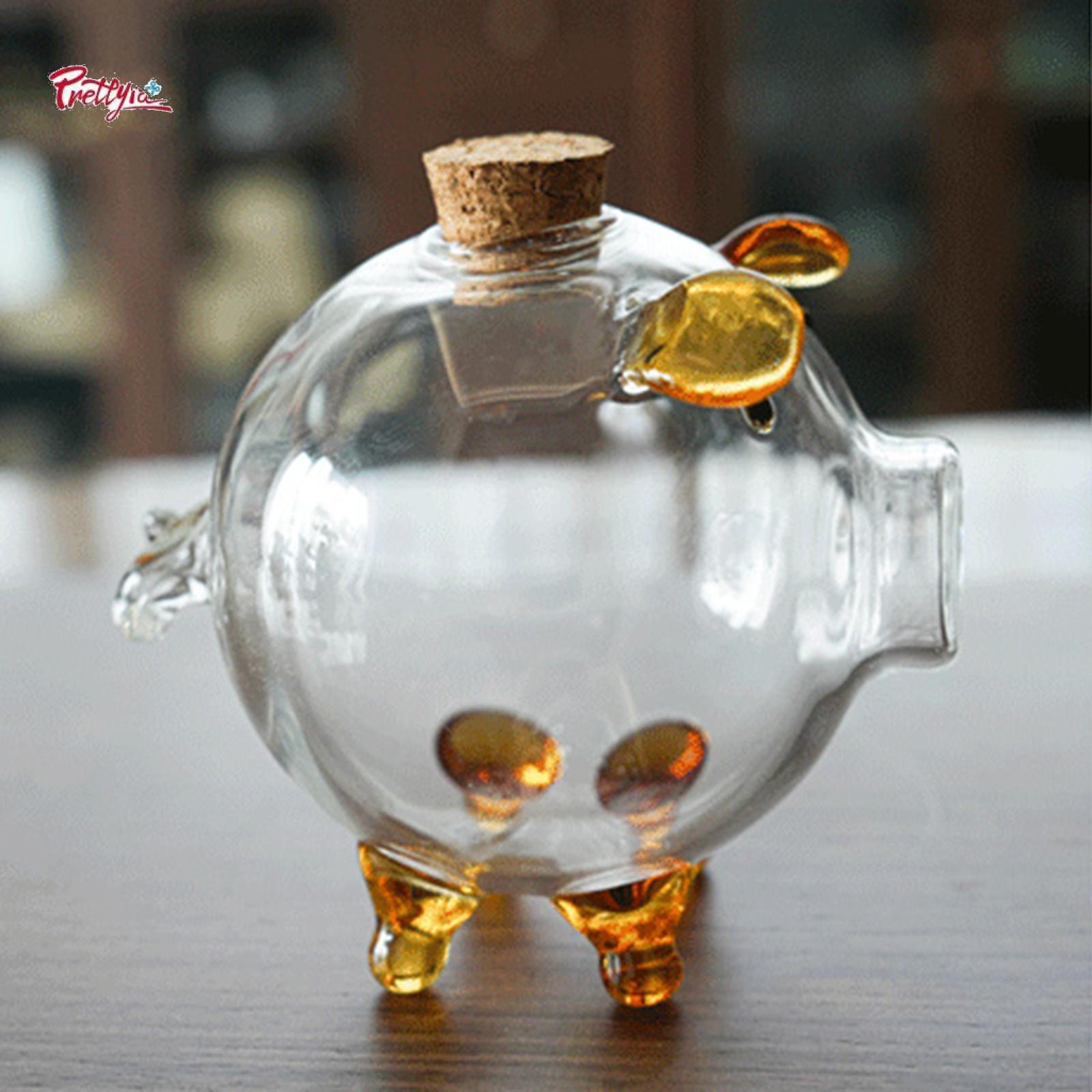 Prettyia Transparent Piggy Bank Decorative Storage Bottle for Cabinet