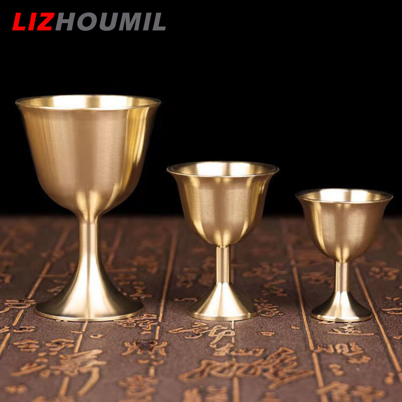 Lizhoumil ly rượu vang đồng thau phong cách Trung Hoa cổ đồ trang trí ly để uống Nhà Bên ly rượu vang