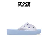 Dép Quai Ngang Nữ Crocs Classic Platform Glitter - Blue Calcite