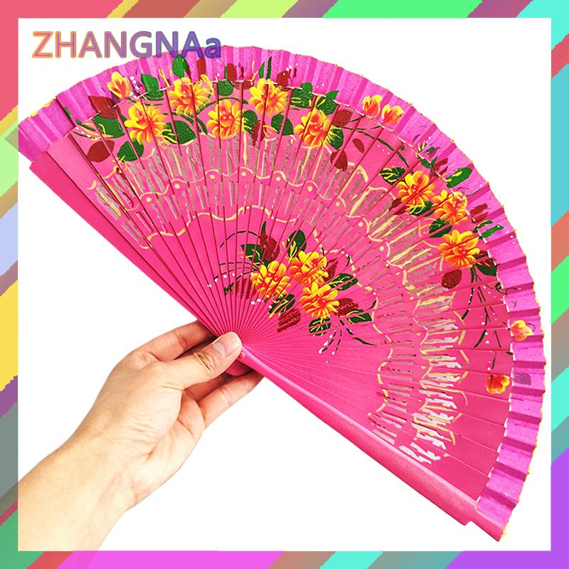 ZHANGNAa 1PC Trang Trí Nội Thất Đồ Trang Trí Gấp Fan Hâm Mộ Gỗ Tây Ban Nha Fan Cho Nhảy Múa In Ấn Tay Gấp Fan Craft Quà Tặng Cho Khách