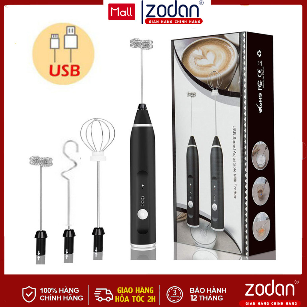  Máy Đánh Bọt Que Tạo Bọt Cafe Mini Máy Đánh Trứng Cầm Tay ZODAN F78 Không Dây Tích Điện 3 Chế Độ 