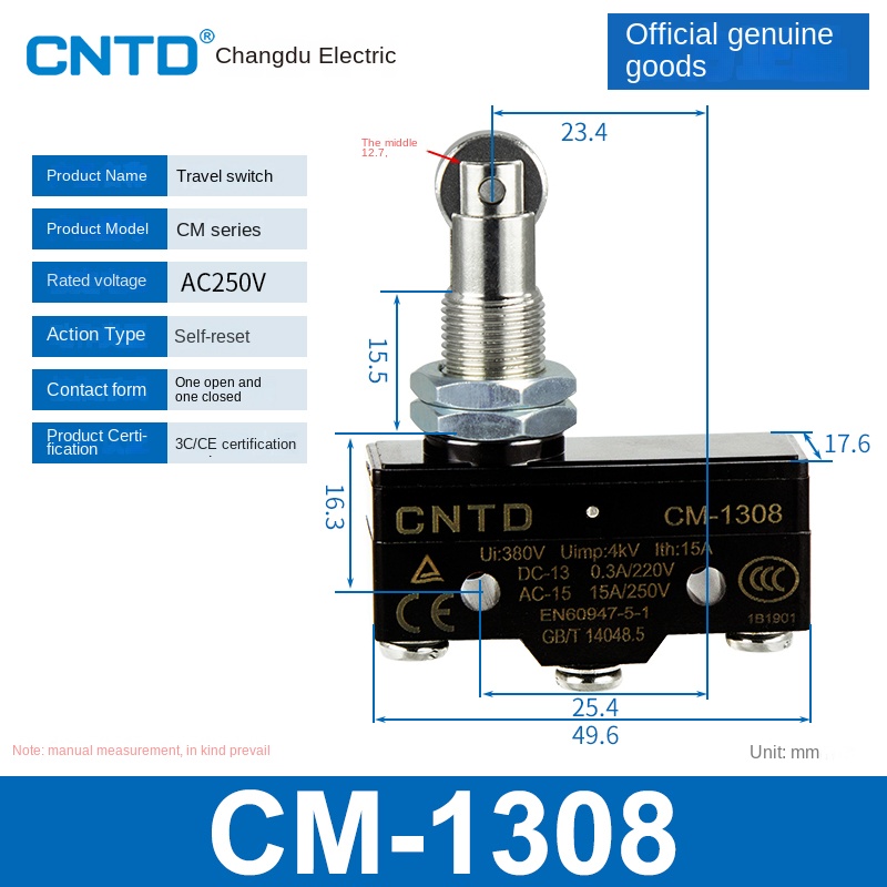 Công Tắc Hành Trình CM-1308 | Micro Switch Changde CM-1307/1308/1305/1306/1300/1303TM Cho Tự Động Hóa