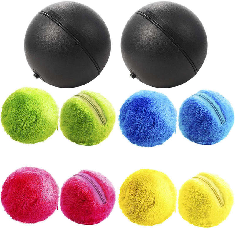 2 Set Magic Roller Ball Toy, Dog Cat Automatic Roller Toys Ball With 2 Rolling Ball And 8x Colorful Cover Mini Robot Cleaner For Cleaning Home And Pet Interactive Toys