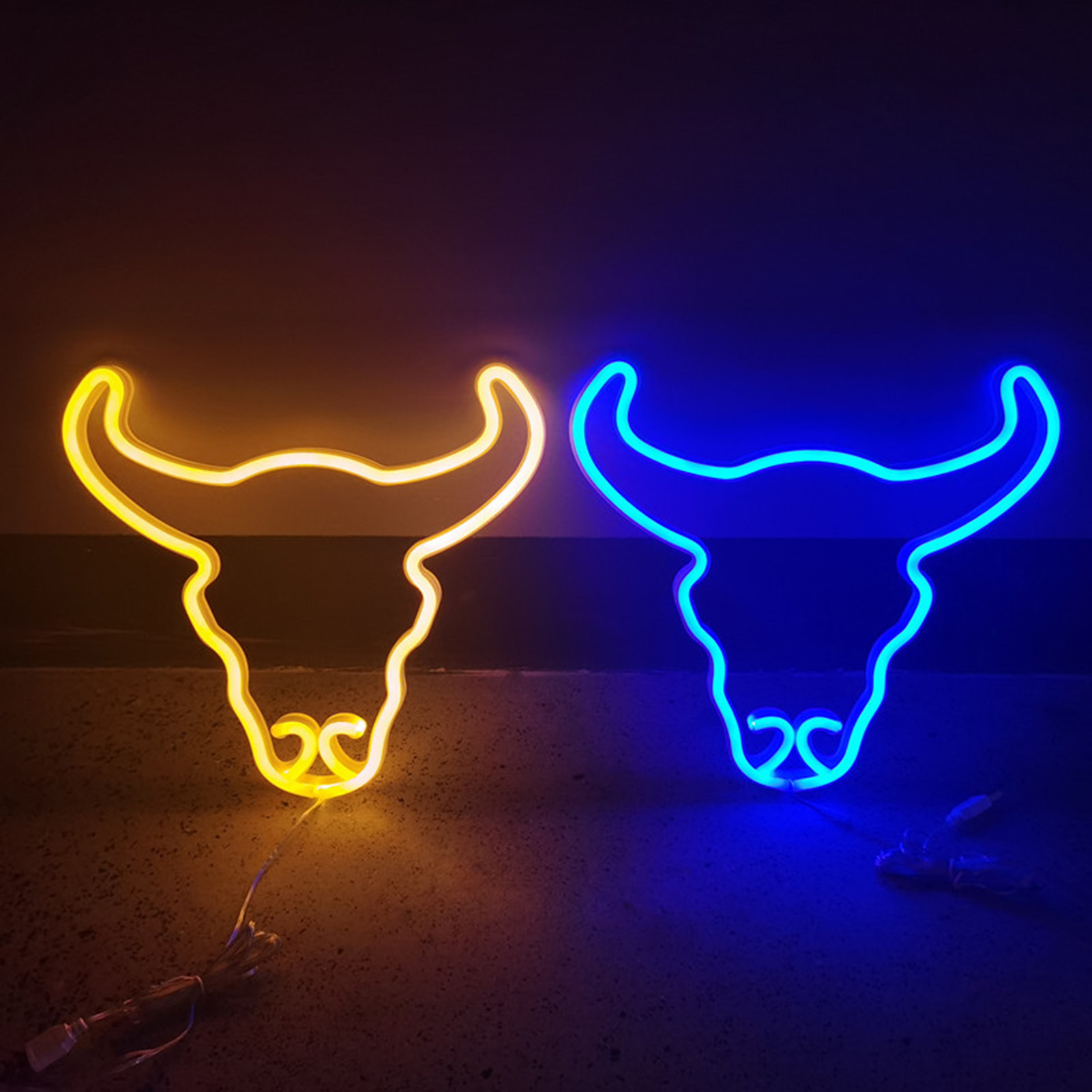 Mùa Xuân đèn LED Neon LED dấu hiệu Neon Bull Head dấu hiệu Neon đèn hiệu USB/Hoạt động bằng pin đồ trang trí để mặt bàn ít hơn