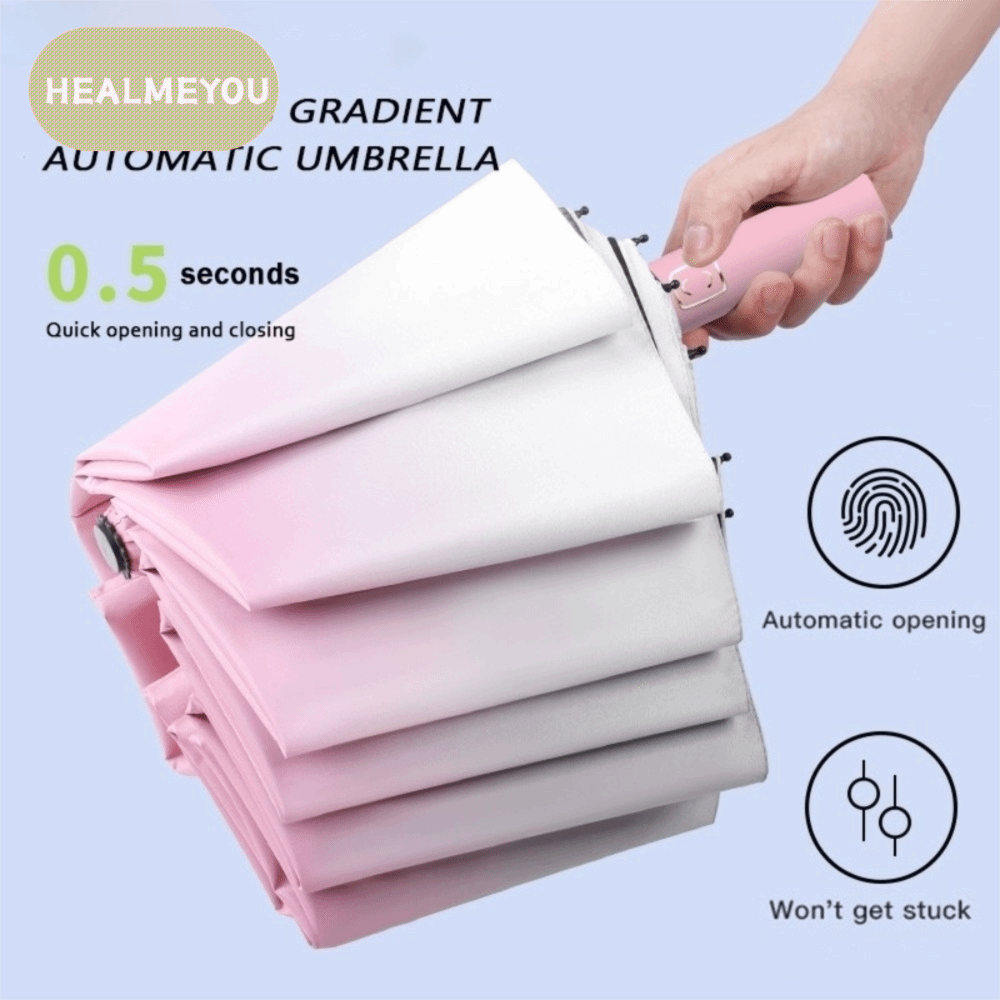 HEALMEYOU ไล่ระดับสี ร่มอัตโนมัติ คีลคู่ แบบพับได้ ร่มพับไวนิล ทนทาน ป้องกันรังสียูวี ร่มกันฝน ผู้หญิง ราคา 286 บาท*ส่งฟรี