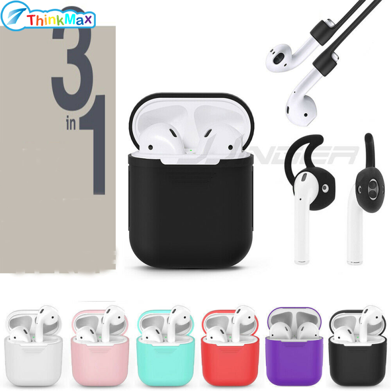 3 in 1 AirPods Silicone Case Cover Protective Skin for Apple Airpod ราคา 43 บาท*ส่งฟรี