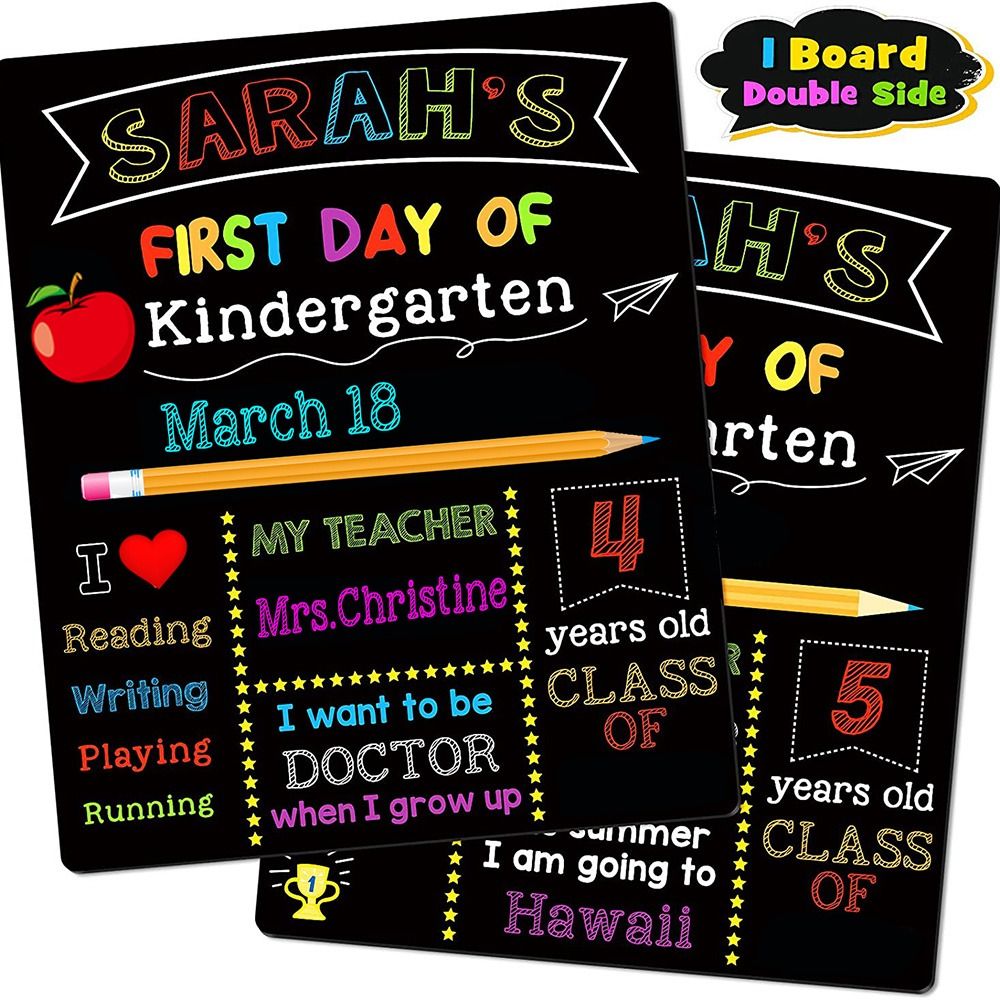 897GONGS Quà Tặng Ngày đầu tiên của bảng hiệu trường học Gỗ Bảng phấn Back to School Ngày đầu và ngày cuối Bảng trường 10 "x 12" Hai