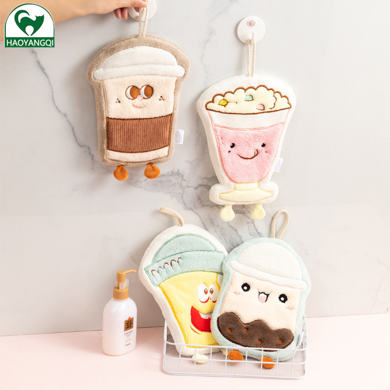 Hấp thụ nước đừng rụng tóc nhanh khô khăn tay dễ thương khăn tay có thể treo tay Khăn lau bếp dày gấp ba lần