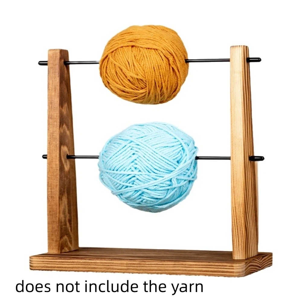 NOVOFIND Double Layer Wire Winding Rack Solid Wood Detachable Yarn Spinner Holder Wire Winding Device Handmade Wool Storage Rack Knitting Projects