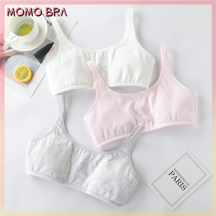 MOMO 10-16yrs Kids Bra Teen Girls Bra Cotton Baby Training Bras Student  Underwear(with Padded)