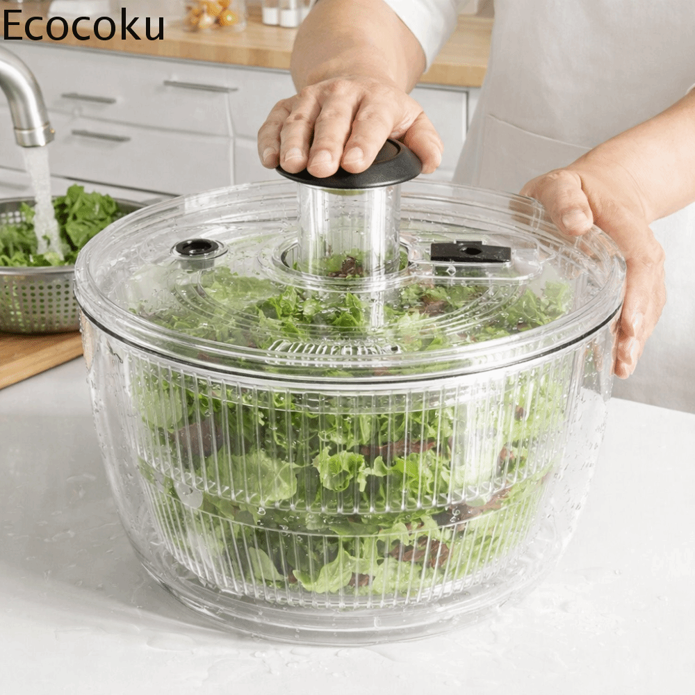 ECOCOKU Dung lượng lớn Máy sấy rau củ Thoát nước nhanh chóng Bán tự động Rổ đựng trái cây Rổ thoát nước nhà bếp Xoay Máy rửa rau củ quả Sử dụng trong nhà bếp