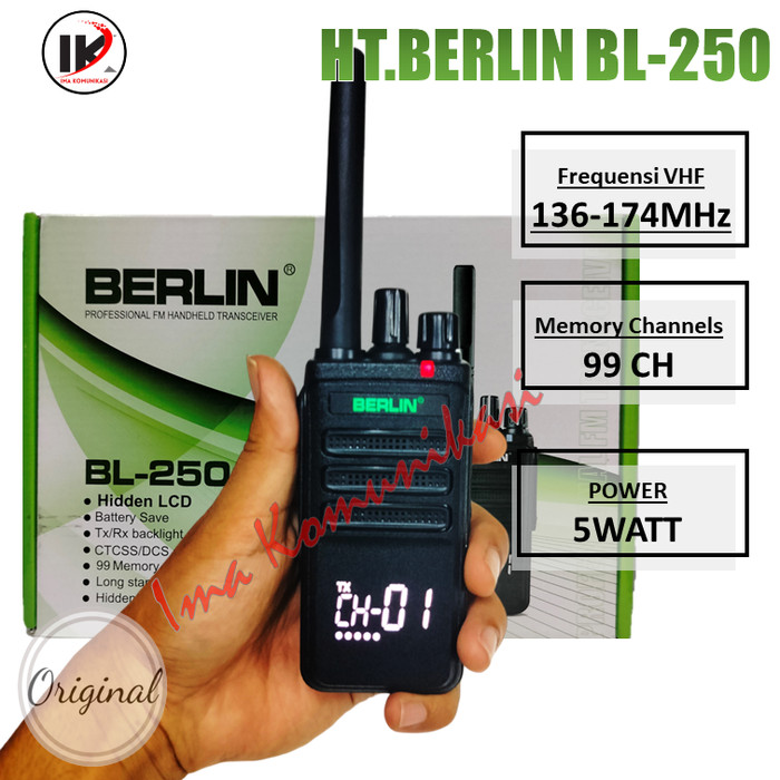 HT BERLIN BL-250 BUKAN REDELL DL-250 VHF GARANSI RESMI Harga 680,000 rupiah*Gratis Ongkir