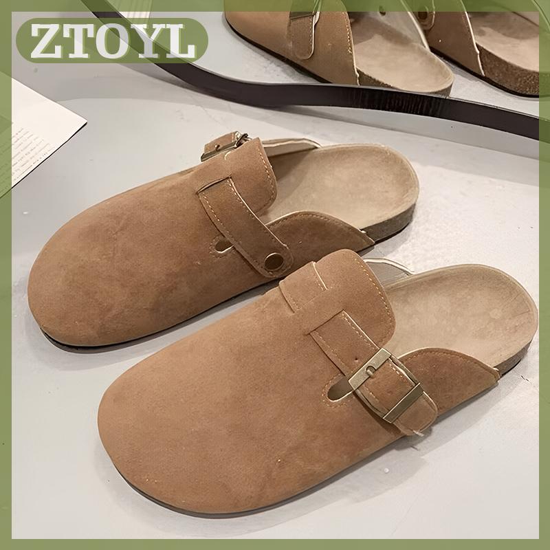 ZTOYL รองเท้าแตะปิดนิ้วเท้าหนาแฟชั่นสำหรับผู้หญิง, รองเท้าแตะกลางแจ้งรองเท้าพื้นครึ่งเดียว ราคา 117 บาท*ส่งฟรี