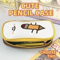 CUCUCON Pencil case ins mesh simple large capacity cartoon pencil case big zipper pencil box storage bag