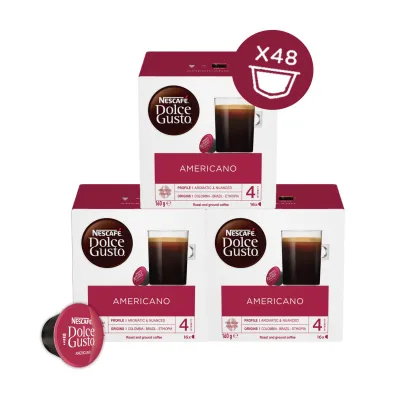 [3 Boxes] Nescafe Dolce Gusto Americano Black Coffee Capsules 16 Servings