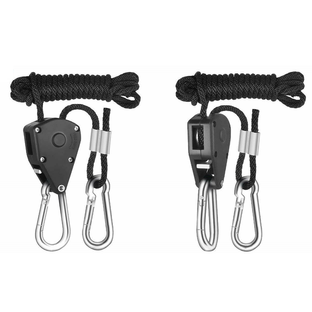 TOMSHOO 1/8 In-ch Heavy Duty Adjustable Grow Light Ratchet Rope Hanger For Grow Light Fixtures Gardening Loose-proof Design