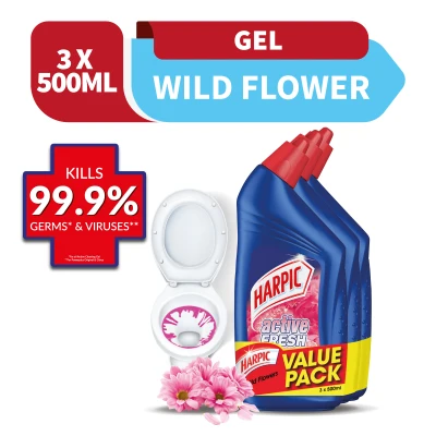 Harpic Liquid Wild Flowers 500ML Value Pack 3S Toilet Bathroom Cleaner